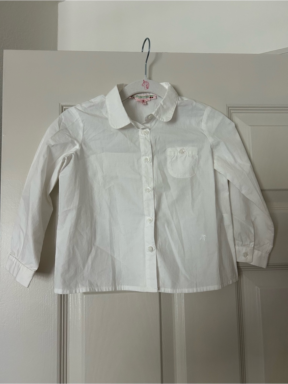Bonpoint Classic White Button-Up Shirt for Kids - Lightweight Long Sleeve